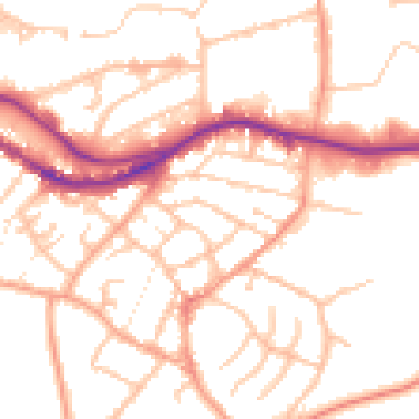 Daytime road noise heatmap for DY9 8SS