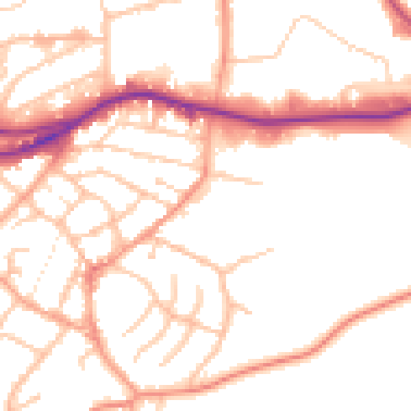 Daytime road noise heatmap for DY9 8TS