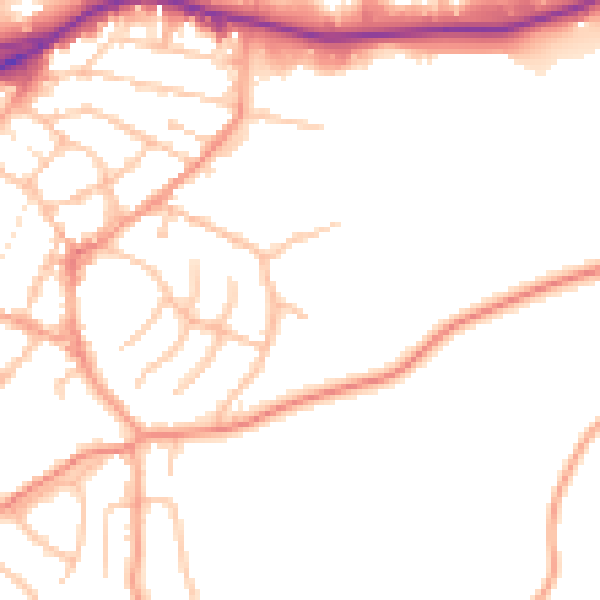 Daytime road noise heatmap for DY9 8YE