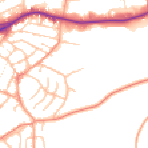 Daytime road noise heatmap for DY9 8YG