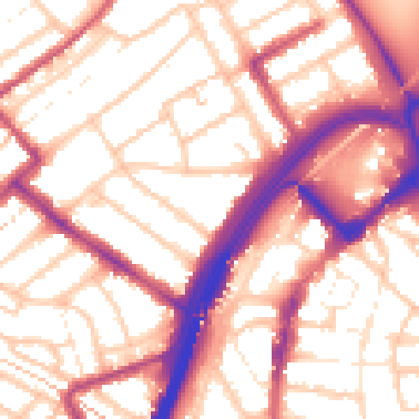 Daytime road noise heatmap for E11 1AX