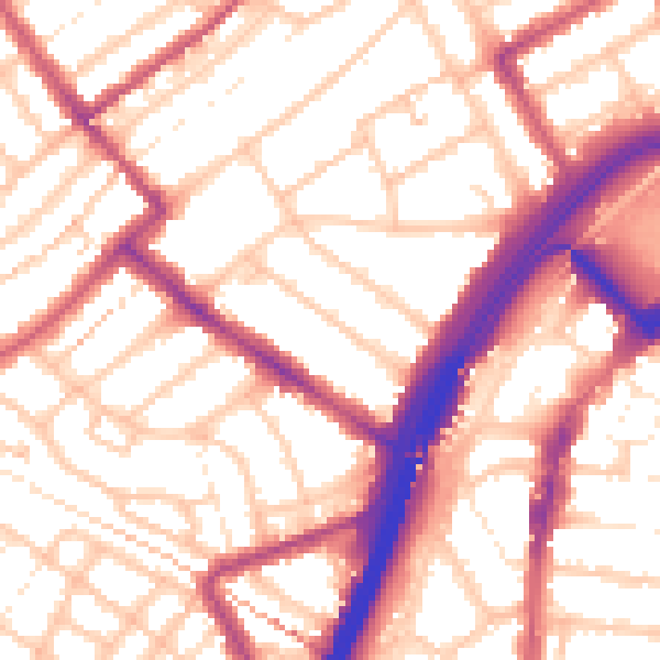 Daytime road noise heatmap for E11 1BA