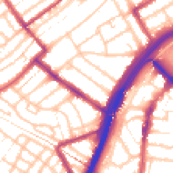 Daytime road noise heatmap for E11 1BD