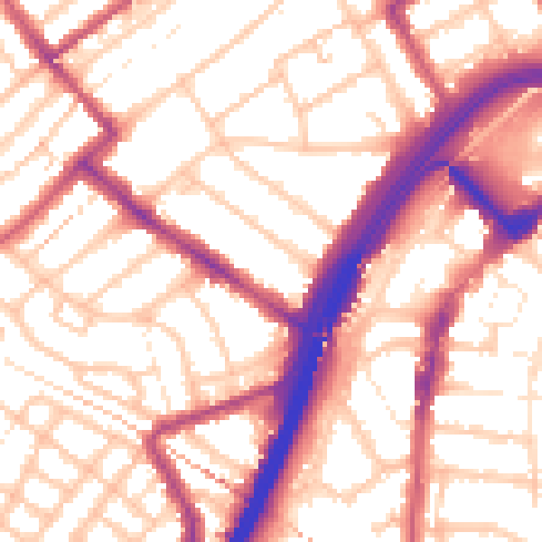 Daytime road noise heatmap for E11 1BP