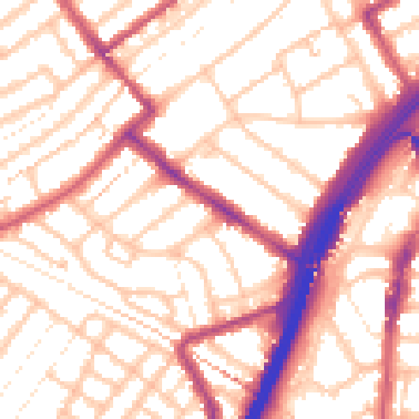 Daytime road noise heatmap for E11 1BQ