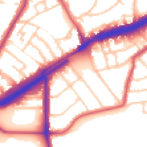 Daytime road noise heatmap for E11 2NU