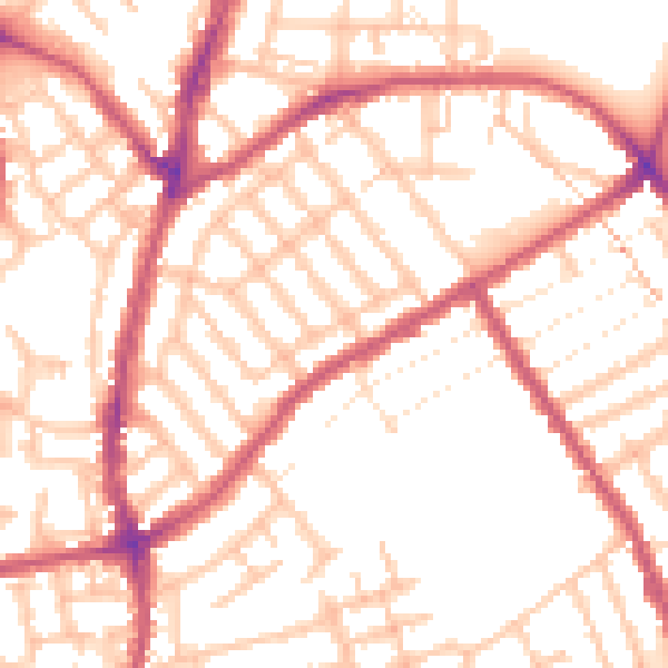 Daytime road noise heatmap for E11 3LG