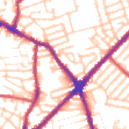 Daytime road noise heatmap for E13 0BG