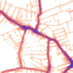 Daytime road noise heatmap for E13 0BT