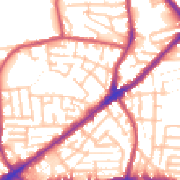 Daytime road noise heatmap for E13 8DP