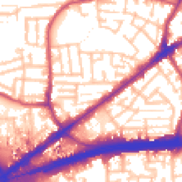 Daytime road noise heatmap for E13 8EH