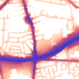 Daytime road noise heatmap for E13 8SB