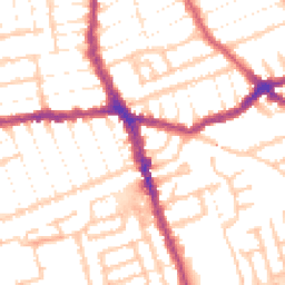 Daytime road noise heatmap for E13 9AR