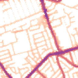 Daytime road noise heatmap for E13 9BT