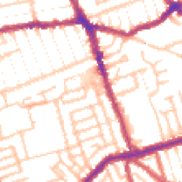 Daytime road noise heatmap for E13 9HG