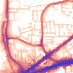 Daytime road noise heatmap for E16 4JW