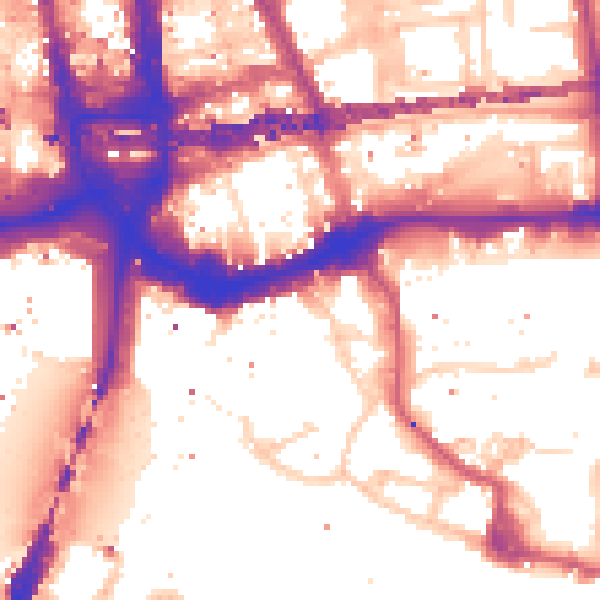 Daytime road noise heatmap for E1W 1AB