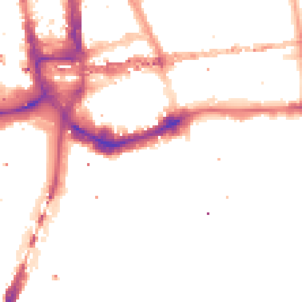 Night-time road noise heatmap for E1W 1AD