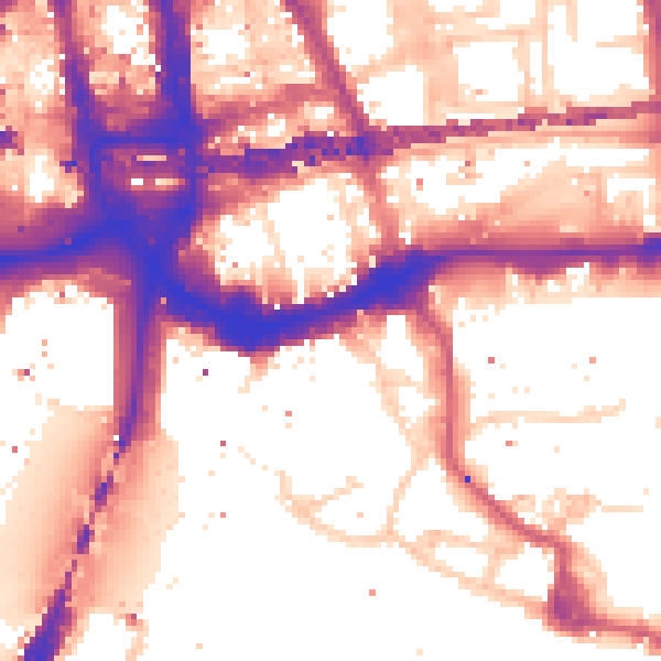 Daytime road noise heatmap for E1W 1AE