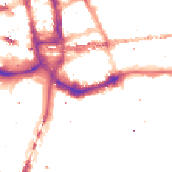Night-time road noise heatmap for E1W 1AP