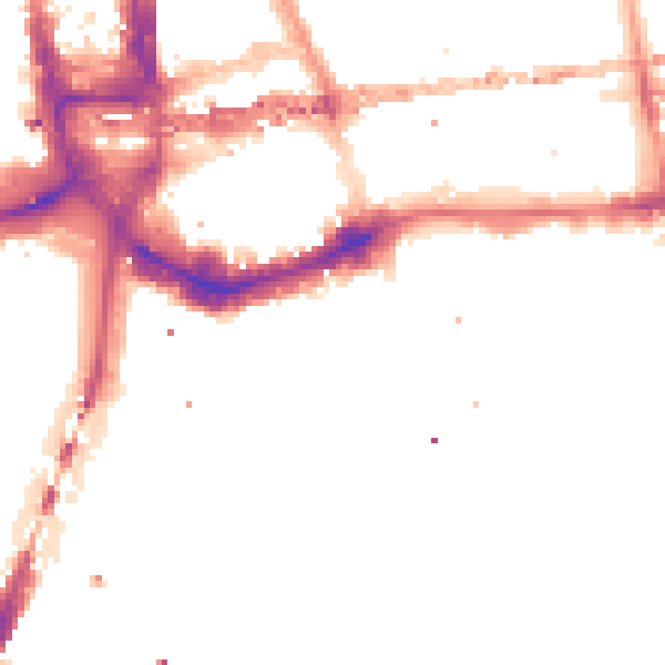 Night-time road noise heatmap for E1W 1AS