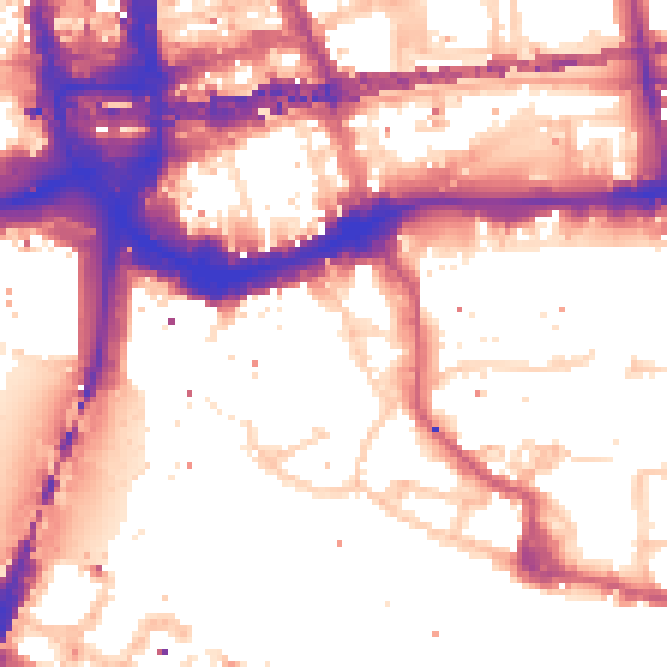 Daytime road noise heatmap for E1W 1AU
