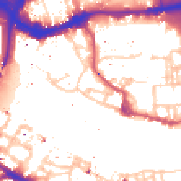 Daytime road noise heatmap for E1W 1LN