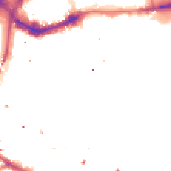 Night-time road noise heatmap for E1W 1LN