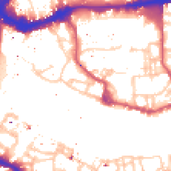 Daytime road noise heatmap for E1W 1LW