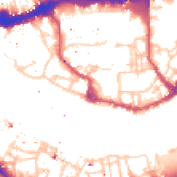 Daytime road noise heatmap for E1W 1NA