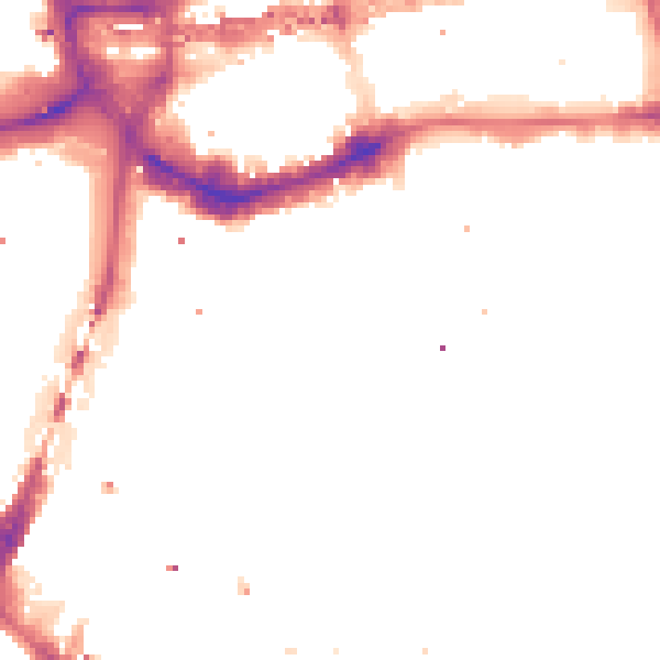 Night-time road noise heatmap for E1W 1ND