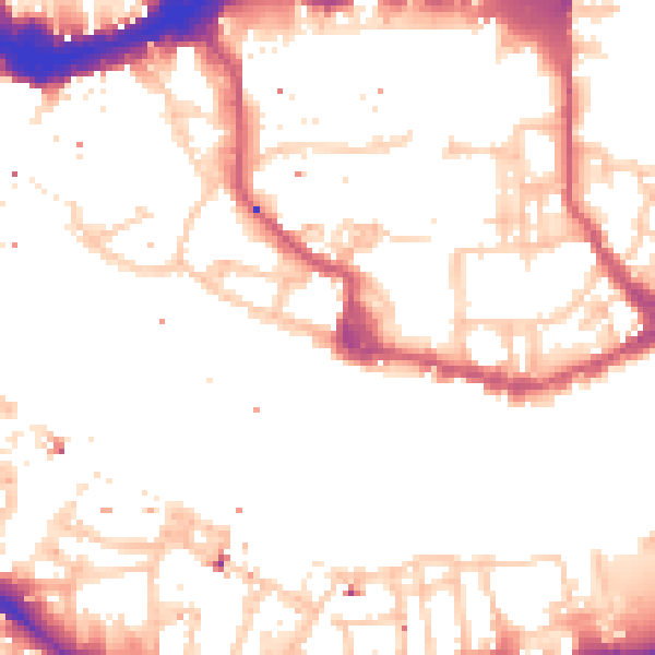 Daytime road noise heatmap for E1W 1NS