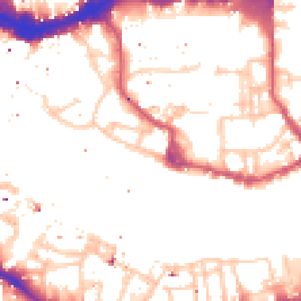 Daytime road noise heatmap for E1W 1NU