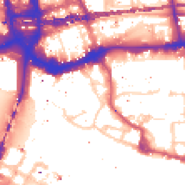 Daytime road noise heatmap for E1W 1UA