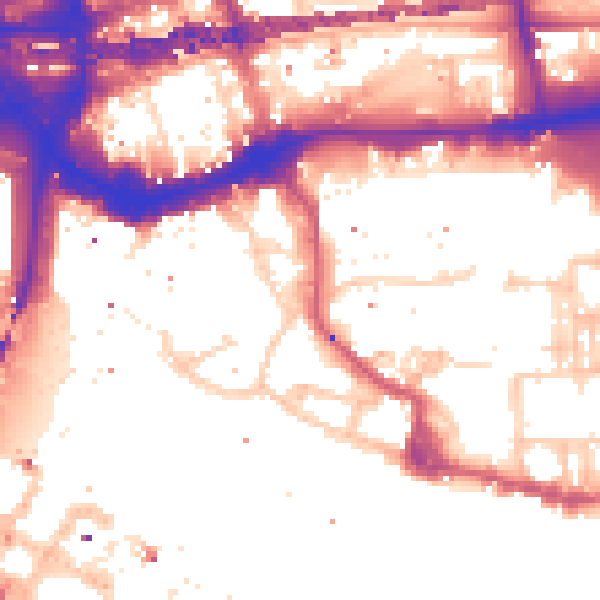 Daytime road noise heatmap for E1W 1YQ