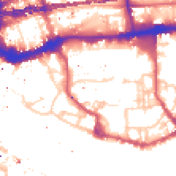 Daytime road noise heatmap for E1W 2JN