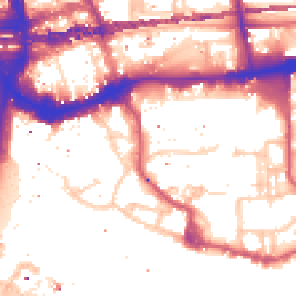 Daytime road noise heatmap for E1W 2JS