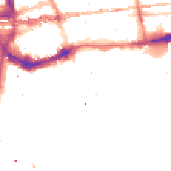 Night-time road noise heatmap for E1W 2JS
