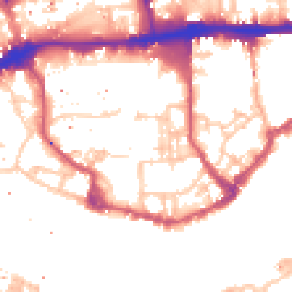 Daytime road noise heatmap for E1W 2QR