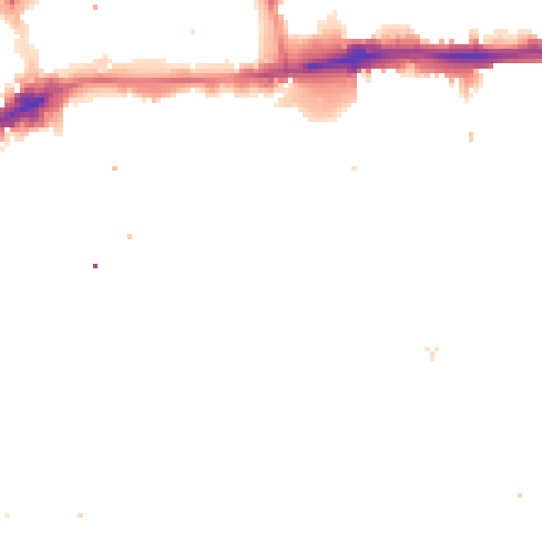 Night-time road noise heatmap for E1W 2QR