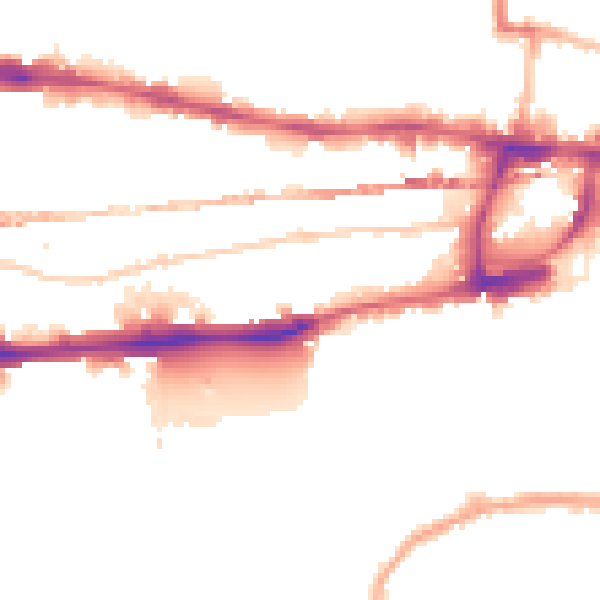 Night-time road noise heatmap for E1W 3AW