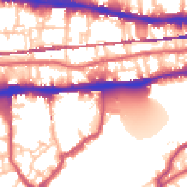Daytime road noise heatmap for E1W 3DJ