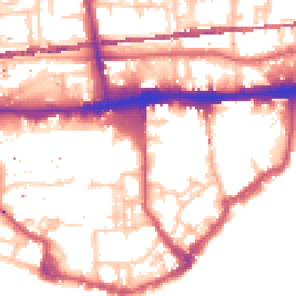 Daytime road noise heatmap for E1W 3HZ