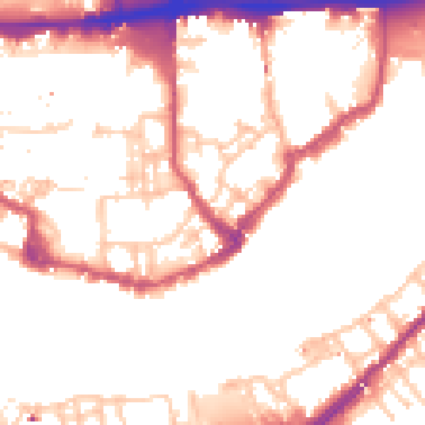Daytime road noise heatmap for E1W 3NS