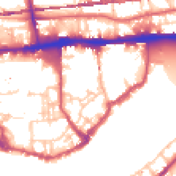 Daytime road noise heatmap for E1W 3RN