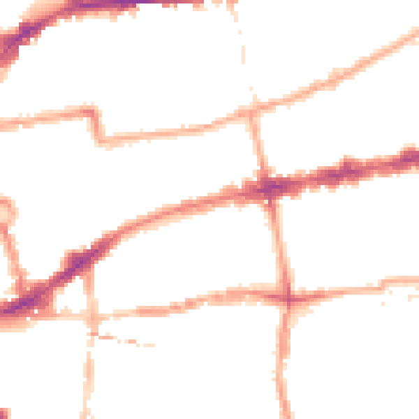 Night-time road noise heatmap for E2 0AA