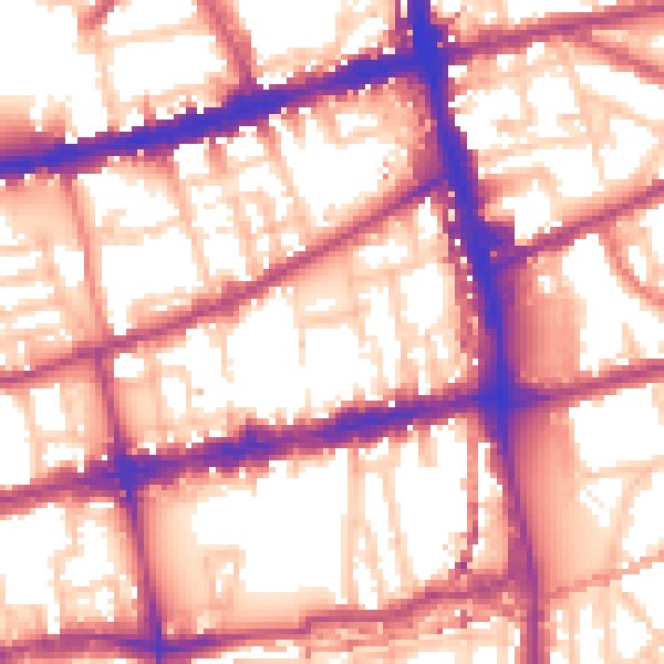 Daytime road noise heatmap for E2 0BA