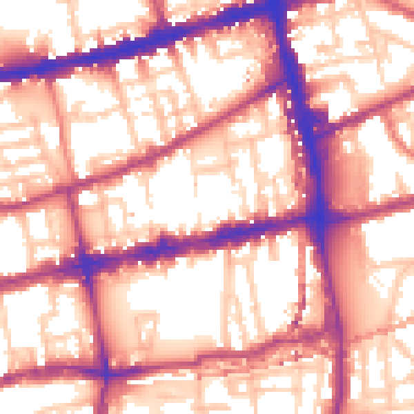 Daytime road noise heatmap for E2 0BE
