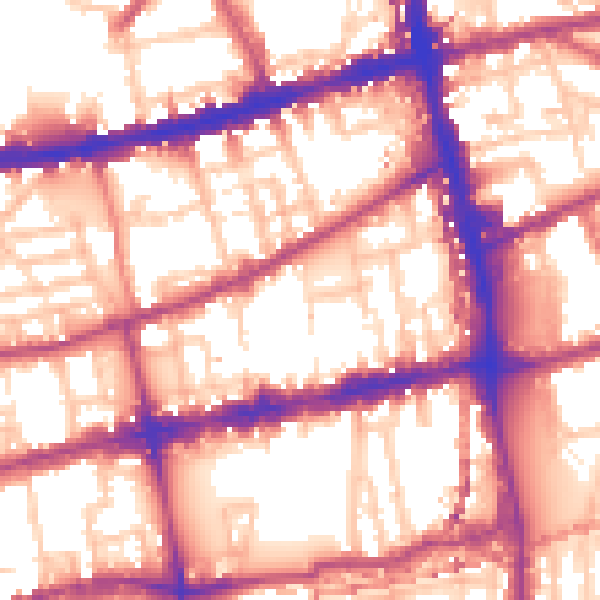 Daytime road noise heatmap for E2 0BL