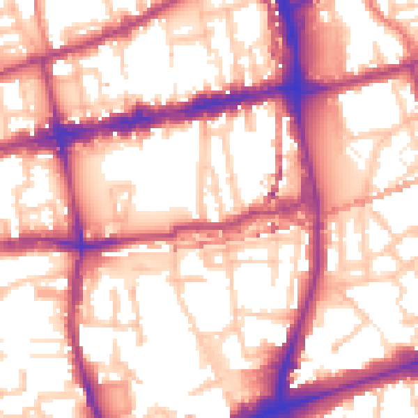 Daytime road noise heatmap for E2 0BP
